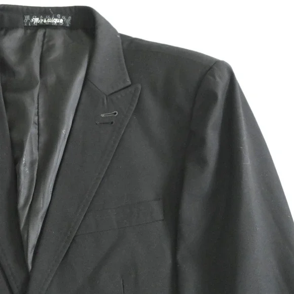 Mosaique 42R 34x28 Black Extra Slim Super 200s Wool Mens Jacket Pants Suit